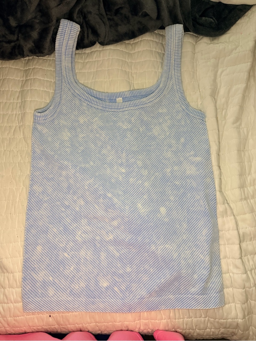 Zenana Outfitters Light Blue and White Tank Top L/XL